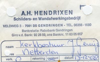 0684-1456 A.H. Hendrixen Schilders- en Wandafwerkingsbedrijf