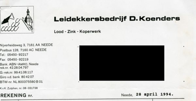 0684-1468 Leidekkersbedrijf D. Koenders Lood - Zink - Koperwerk