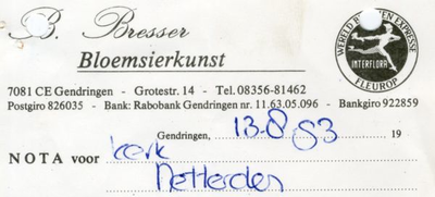 0684-1469 Bloemsierkunst B. Bresser