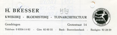 0684-1543 H. Bresser Kwekerij - Bloemisterij - Tuinarchitectuur