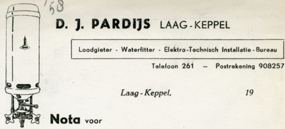 0684-1615 D.J. Pardijs Loodgieter - Waterfitter - Electro-technisch Installatie-bureau
