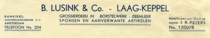 0684-1622 B. Lusink & Co Grossierderij in borstelwerk - zeemleer - sponsen en aanverwante artikelen