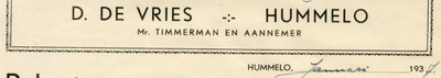 0684-1642 D. de Vries Mr. Timmerman en Aannemer