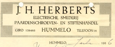 0684-1660 J.H. Herberts Electrische smederij Paardenschroeven- en Stiftenhandel