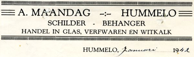 0684-1661 A. Maandag Schilder - Behanger Handel in glas, verfwaren en witlak