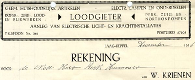 0684-1663 W. Krienen - Loodgieter - Geëm. huishoudelijke artikelen Koper-, Zink-, Lood- en blikwerken Electr. lampen en ...