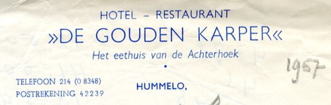 0684-1673 Hotel - Restaurant De Gouden Karper