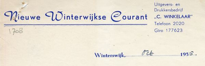 0684-1708 Nieuwe Winterwijkse Courant Uitgevers- en Drukkersbedrijf C. Winkelaar