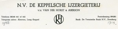 0684-1714 N.V. De Keppelsche IJzergieterij v.h. van der Horst & Aberson