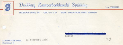 0684-1719 Drukkerij Kantoorboekhandel Spekking