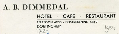 0684-1724 A.B. Dimmedal Hotel - Café - Restaurant
