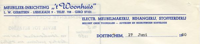 0684-1734 Meubileer-inrichting t Woonhuis L.W. Gerritsen Electr. Meubelmakerij Behangerij Stoffeerderij