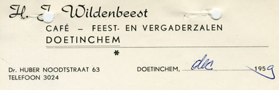 0684-1745 H.J. Wildenbeest Café- feest en vergaderzalen