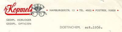 0684-1845 Fa. Kopmels Gedipl. Horloger - Gedipl. Opticien