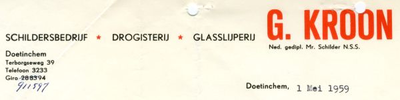 0684-1859 G. Kroon Schildersbedrijf - Drogisterij - Glasslijperij