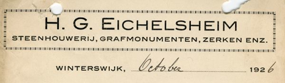 0684-2580 H.G. Eichelsheim Steenhouwerij, Grafmonumenten, Zerken enz.