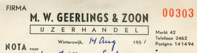 0684-2631 Firma M.W. Geerlings & Zoon IJzerhandel