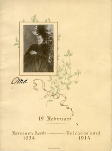 0695-2-008-1 Voorkant van de menukaart ter gelegenheid van de 80ste verjaardag van Clementine Susanne Francisca de Both ...