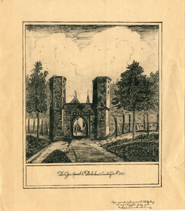 23 De Gruitpoort te Doetinchem, landzijde, anno 1850