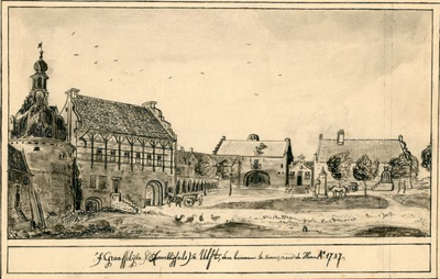 27 't Graaffelijke Slot (overblijfsels) te Ulft van binnen te zien naar de Haan, anno 1737