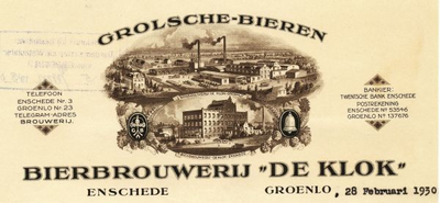 00888 Bierbrouwerij De Klok . Grolsche Bieren. Enschede-Groenlo