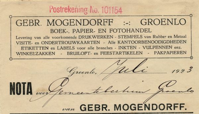 00956 Gebr. Mogendorff. Boek-, papier- en fotohandel