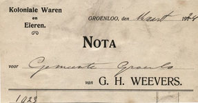 01000 G.H. Weevers. Koloniale waren en eieren