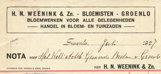 01006 H.N. Weenink & Zn. Bloemisten. Bloemwerken voor alle gelegenheden. Handel in bloem- en tuinzaden