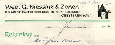 01258 Wed. G. Niessink & Zonen. Rijks-gediplomeerd schilders- en behangersbedrijf