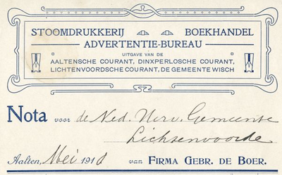 01975 Firma Gebr. de Boer, Stoomdrukkerij, boekhandel, advertentie-bureau