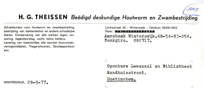 02141 H.G. Theissen, beëdigd deskundige houtworm en zwambestrijding, adviesbureau voor houtworm en zwambestrijding, ...