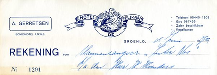 02516 Hotel de Pelikaan - Bondshotel ANWB. A. Gerretsen