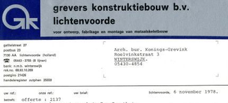 02936 Grevers konstruktiebouw B.V., voor ontwerp. fabrikage en montage van metaalskeletbouw