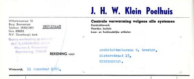 02961 J.H.W. Klein Poelhuis, centrale verwarming, konstruktiwewerk, haarden, kachels, luxe- en huishoudelijke artikelen