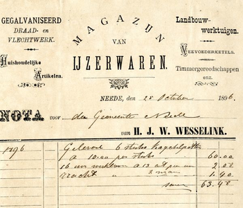 0849-03299 H.J.W. Wesselink, magazijn van ijzerwaren, gegalvaniseerd draad- en vlechtwerk, huishoudelijke artikelen, ...
