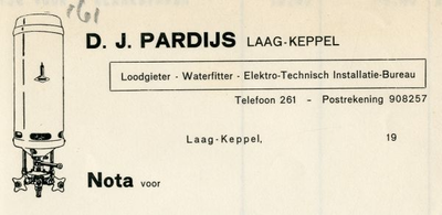 0849-3667 D.J. Pardijs, loodgieter, waterfitter, elektro-technisch installatie-bureau