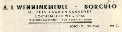 0849-3714 A. J. Wenninkmeule, mr. metselaar en aannemer
