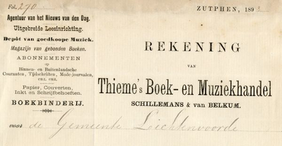 0849-3829 Thieme's boek- en muziekhandel. Schillemans & van Belkum