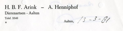 0849-3880 H.B.F. Arink - A. Henniphof, dierenartsen
