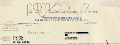 0849-3900 Fa. B.J. Kreeftenberg & Zoon, houtverwerkende industrie - fabrikante van gymnastiektoestellen