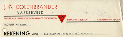 0849-3914 J.A. Colenbrander, fabriek van chemische en pharmaceutische prod.