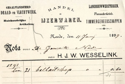 0879-03301 H.J.W. Wesselink, handel in ijzerwaren, gegalvaniseerd draad- en vlechtwerk, huishoudelijke artikelen, ...