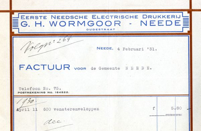 0879-03303 G.H. Wormgoor, eerste Needsche electrische drukkerij