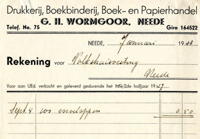 0879-03307 G.H. Wormgoor, drukkerij, boekbinderij, boek- en papierhandel