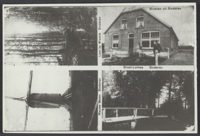 0029 Nieuwe molen, Laan bij Wissink, boerderij Groot Luimes. Het woonhuis (rechts-boven) is de winkel (levensmiddelen) ...