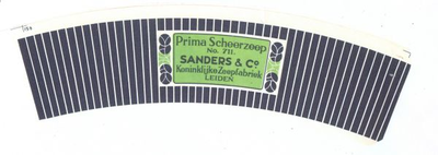 159-2 Brugstans: Prima Scheerzeep No. 711. Sanders & Co. Koninklijke Zeepfabriek Leiden