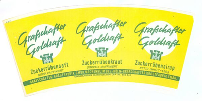 159-3 Brugstans: Grafschafter Goldsaft. Zuckerrübensaft. Doppelt raffiniert. Grafschafter Krautfabrik GMBH Meckenheim ...
