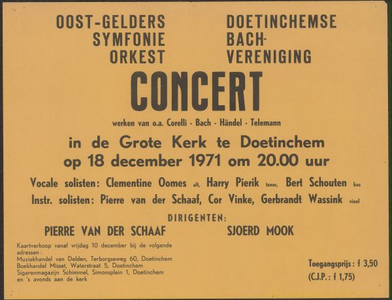 25 Concert. Oost-Gelders Symfonieorkest - Doetinchemse Bachvereniging. Grote Kerk te Doetinchem. Dirigenten: Pierre van ...