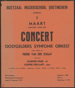 30 Concert Oostgelders Symfonieorkest o.l.v. Pierre van der Schaaf. Bizetzaal Muziekschool Doetinchem