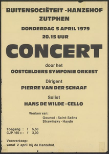 49 Concert door het Oostgelders Symfonieorkest. Dirigent: Pierre van der Schaaf. Buitensociëteit - Hanzehof, Zutphen